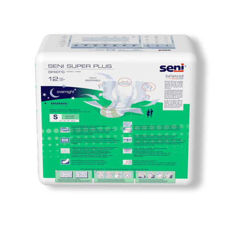Incontinence Brief Seni® Super Plus Adult Small Unisex Disposable Heavy Absorbency #S-SM12-BP1