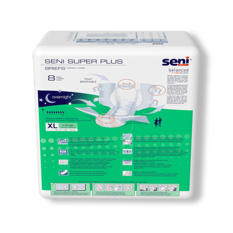 Incontinence Brief Seni® Super Plus Adult X-Large Unisex Disposable Heavy Absorbency #S-XL08-BP1