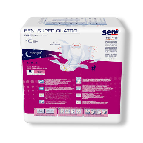 Incontinence Brief Seni® Super Quatro Adult Regular Unisex Disposable Heavy Absorbency #S-RE10-BQ1