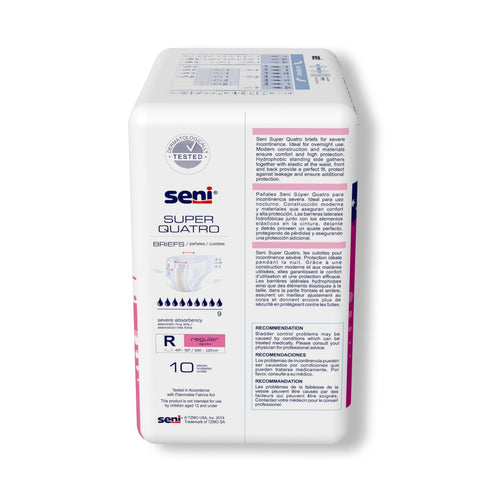 Incontinence Brief Seni® Super Quatro Adult Regular Unisex Disposable Heavy Absorbency #S-RE10-BQ1