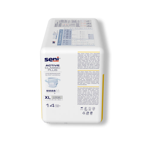 Absorbent Underwear Seni® Active Classic Plus Pull On with Tear Away Seams Adult X-Large Unisex Disposable Moderate Absorbency #S-XL14-AC2