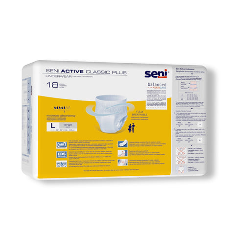 Absorbent Underwear Seni® Active Classic Plus Pull On with Tear Away Seams Adult Large Unisex Disposable Moderate Absorbency #S-LA18-AC2