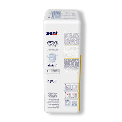 Absorbent Underwear Seni® Active Classic Plus Pull On with Tear Away Seams Adult Large Unisex Disposable Moderate Absorbency #S-LA18-AC2