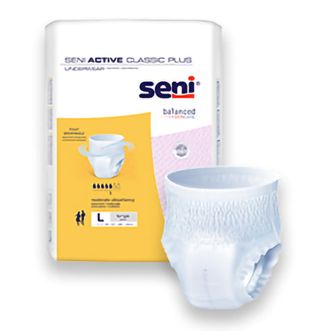 Absorbent Underwear Seni® Active Classic Plus Pull On with Tear Away Seams Adult Large Unisex Disposable Moderate Absorbency #S-LA18-AC2