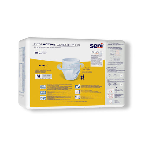 Absorbent Underwear Seni® Active Classic Plus Pull On with Tear Away Seams Adult Medium Unisex Disposable Moderate Absorbency #S-ME20-AC2