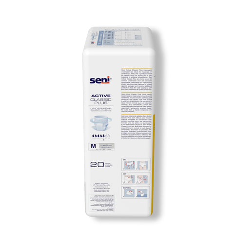 Absorbent Underwear Seni® Active Classic Plus Pull On with Tear Away Seams Adult Medium Unisex Disposable Moderate Absorbency #S-ME20-AC2