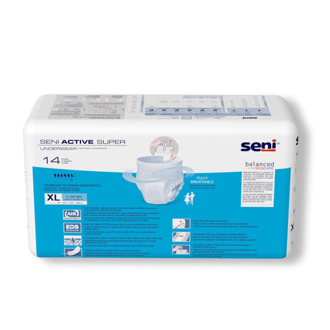 Absorbent Underwear Seni® Active Super Pull On with Tear Away Seams Adult X-Large Unisex Disposable Moderate Absorbency #S-XL14-AS1