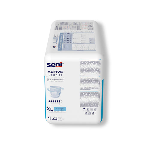 Absorbent Underwear Seni® Active Super Pull On with Tear Away Seams Adult X-Large Unisex Disposable Moderate Absorbency #S-XL14-AS1