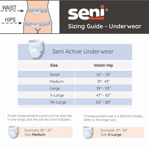 Absorbent Underwear Seni® Active Super Pull On with Tear Away Seams Adult X-Large Unisex Disposable Moderate Absorbency #S-XL14-AS1