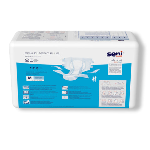 Incontinence Brief Seni® Classic Plus Adult Medium Unisex Disposable Moderate Absorbency #S-ME25-BC2