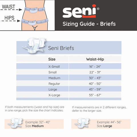 Incontinence Brief Seni® Classic Plus Adult Regular Unisex Disposable Moderate Absorbency #S-RE25-BC2
