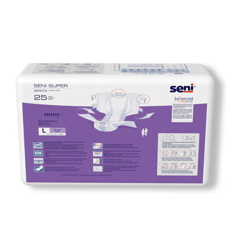 Incontinence Brief Seni® Super Adult Large Unisex Disposable Heavy Absorbency #S-LA25-BS1