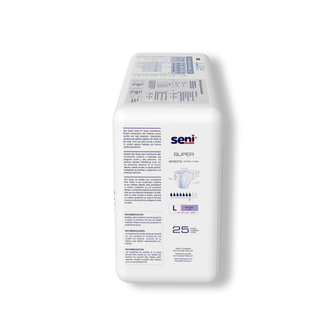 Incontinence Brief Seni® Super Adult Large Unisex Disposable Heavy Absorbency #S-LA25-BS1