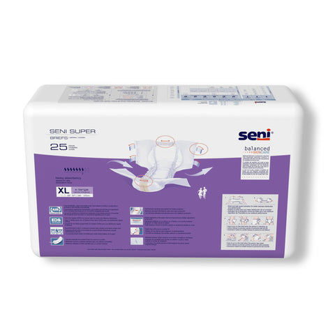 Incontinence Brief Seni® Super Adult X-Large Unisex Disposable Heavy Absorbency #S-XL25-BS1