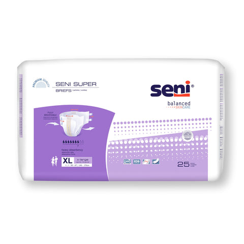 Incontinence Brief Seni® Super Adult X-Large Unisex Disposable Heavy Absorbency #S-XL25-BS1