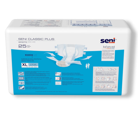 Incontinence Brief Seni® Classic Plus Adult X-Large Unisex Disposable Moderate Absorbency #S-XL25-BC2