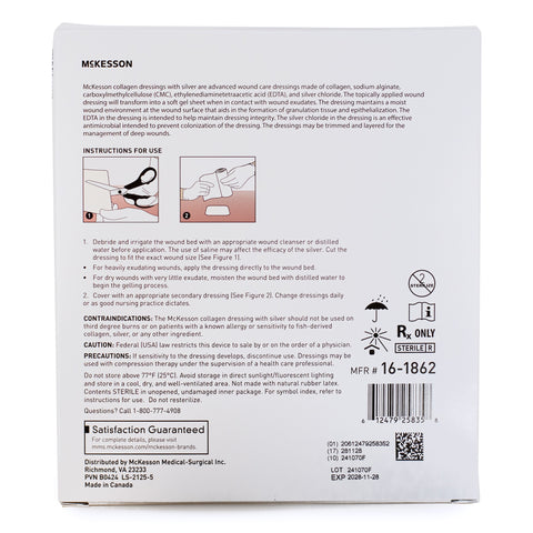 Silver Collagen Dressing McKesson 4 X 4 Inch Square Sterile #16-1862