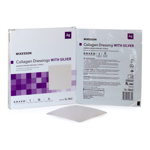 Silver Collagen Dressing McKesson 4 X 4 Inch Square Sterile #16-1862