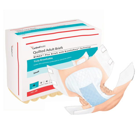 Incontinence Brief Wings™ Quilted Plus with BreatheEasy™ Technology Adult Small Unisex Disposable Heavy Absorbency #66132