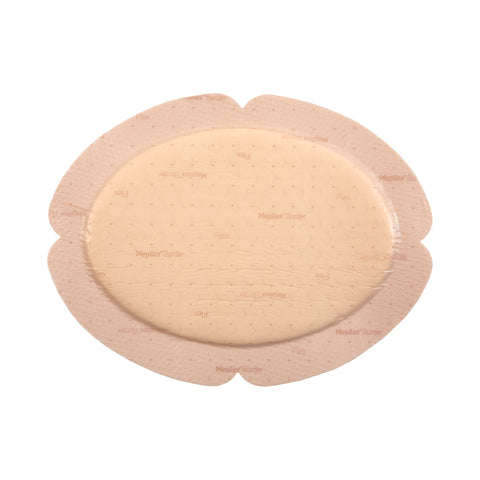 Molnlycke Foam Dressing Mepilex® Border Flex 5.1 X 6.3 Inch With Border Film Backing Silicone Adhesive Oval Sterile #583300