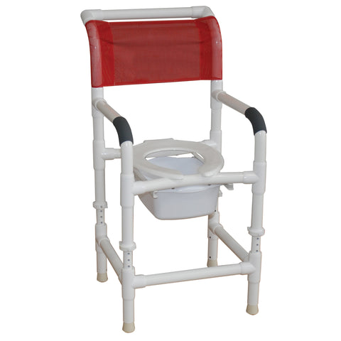 MJM International Standard Adjustable Shower Commode Seat With Square Pail #118-LP-ADJ-SQ-PAIL