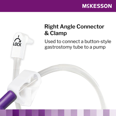 Bolus Enteral Feeding Extension Tube Set McKesson 24 Inch, EnFit, Secure Lock Right Angle Connector and Clamp, NonSterile For Use with Low-Profile Gastrostomy, Jejunal and Transgastric-Jejunal Feeding Tube #194-0124-24