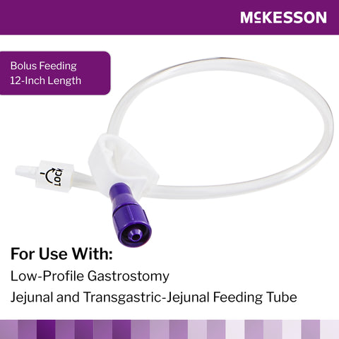 Bolus Enteral Feeding Extension Tube Set McKesson 12 Inch, Enfit, Secure Lock Straight Connector and Clamp, NonSterile For Use with Low-Profile Gastrostomy, Jejunal and Transgastric-Jejunal Feeding Tube #194-0123-12