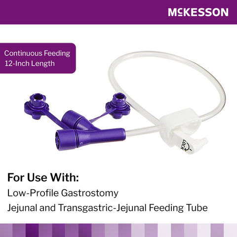 Enteral Feeding Extension Set McKesson 12 Inch, Enfit, Y-Port, Right Angle Connector and Clamp, NonSterile For Use with Low-Profile Gastrostomy, Jejunal and Transgastric-Jejunal Feeding Tube #194-0121-12