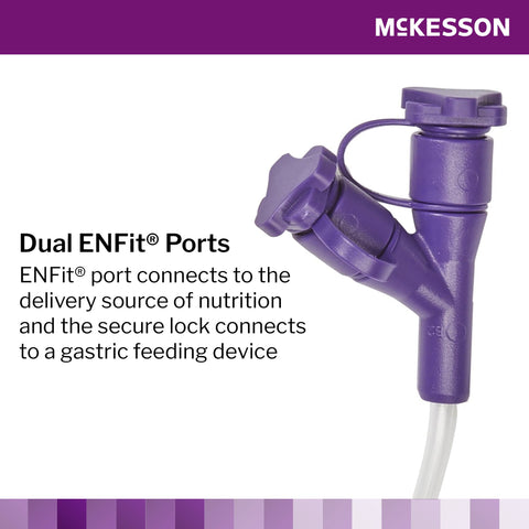 Enteral Feeding Extension Set McKesson 24 Inch, Enfit, Y-Port, Right Angle Connector and Clamp, NonSterile For Use with Low-Profile Gastrostomy, Jejunal and Transgastric-Jejunal Feeding Tube #194-0121-24