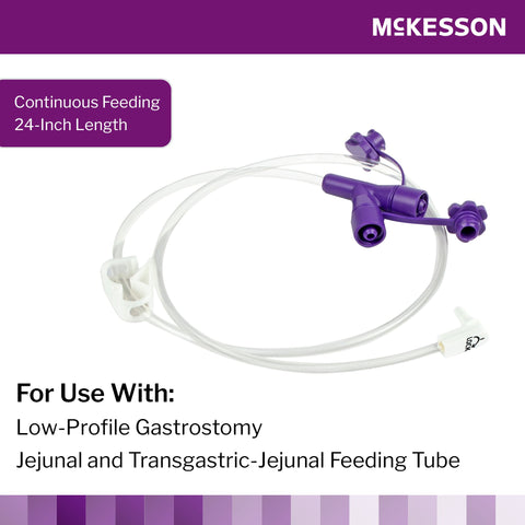 Enteral Feeding Extension Set McKesson 24 Inch, Enfit, Y-Port, Right Angle Connector and Clamp, NonSterile For Use with Low-Profile Gastrostomy, Jejunal and Transgastric-Jejunal Feeding Tube #194-0121-24