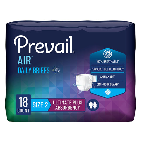 Incontinence Brief Prevail® Air™ Adult Size 2 / Large Unisex Disposable Heavy Absorbency #PVBNG-013CA