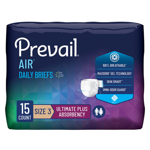 Incontinence Brief Prevail® Air™ Adult Size 3 / X-Large Unisex Disposable Heavy Absorbency #PVBNG-014CA