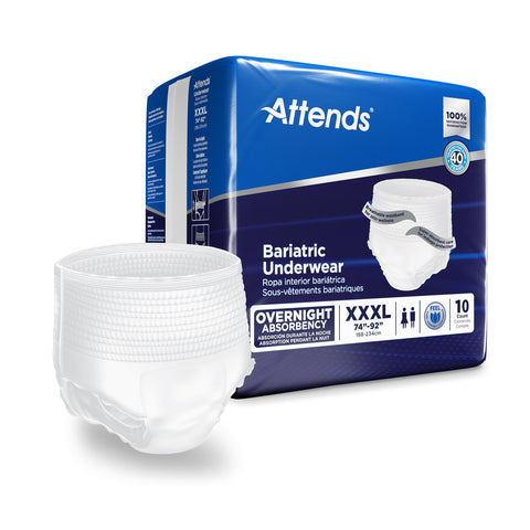 Absorbent Underwear Attends® Bariatric Pull On with Tear Away Seams Adult 3X-Large Unisex Disposable Heavy Absorbency #AU60
