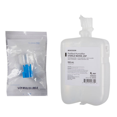 Humidifier Bottle with Adapter McKesson 550 mL Sterile Water Adult / Pediatric #16-00550