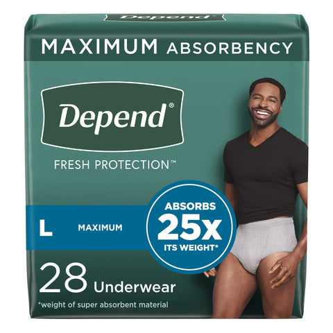 Absorbent Underwear Depend® Fresh Protection Waistband Style Adult Large Male Disposable Heavy Absorbency #53745