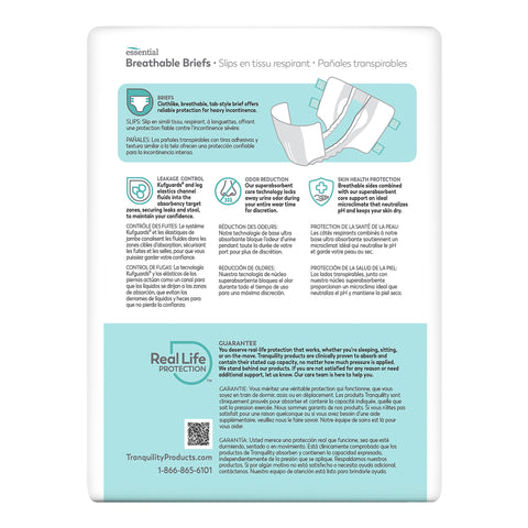 Incontinence Brief Tranquility® Essential Adult Large Unisex Disposable Heavy Absorbency #2746