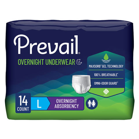 Absorbent Underwear Prevail® Overnight Pull On with Tear Away Seams Adult Large Unisex Disposable Heavy Absorbency #PVX-513