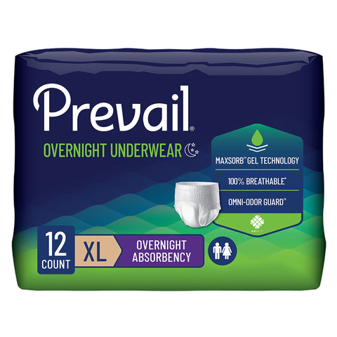 Absorbent Underwear Prevail® Overnight Pull On with Tear Away Seams Adult X-Large Unisex Disposable Heavy Absorbency #PVX-514