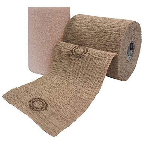 2 Layer Compression Bandage System CoFlex® TLC Calamine with Indicators 4 Inch X 6 Yard / 4 Inch X 7 Yard 20 to 30 mmHg Self-adherent / Pull On Closure Tan NonSterile