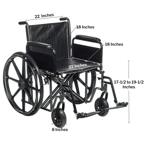 McKesson Bariatric Wheelchair, Swing-Away Footrest, 22 Inch Seat Width, Adult, 450 lbs. Weight Capacity  #146-STD22ECDFA-SF