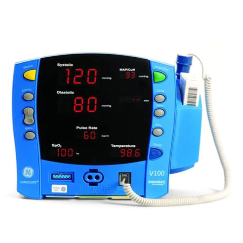 Refurbished Vital Signs Monitor Carescape® V100 Monitoring NIBP, SpO2 AC Power / Battery Operated #GEV100BP02T, 1 EACH