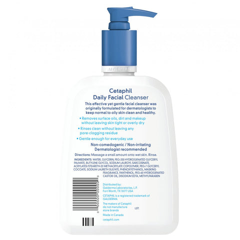 Facial Cleanser Cetaphil® Daily Facial Cleanser Liquid 16 oz. Pump Bottle Unscented