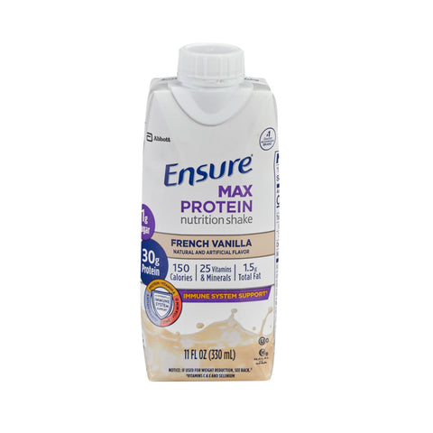 Oral Supplement Ensure® Max Protein Nutrition Shake French Vanilla Flavor Liquid 11 oz. Reclosable Carton #67165