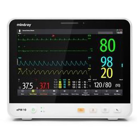 Patient Monitor Mindray ePM 10A Monitoring ECG, NIBP, SpO2, Temperature Battery Operated #121-002724-00, 1 EACH
