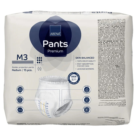 Absorbent Underwear Abena® Premium Pants M3 Pull On with Tear Away Seams Adult Medium Unisex Disposable Heavy Absorbency #1000021324