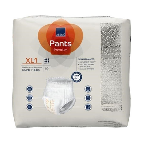 Absorbent Underwear Abena® Premium Pants XL1 Pull On with Tear Away Seams Adult X-Large Unisex Disposable Heavy Absorbency #1000021328