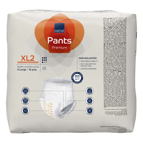 Absorbent Underwear Abena® Premium Pants XL2 Pull On with Tear Away Seams Adult X-Large Unisex Disposable Heavy Absorbency #1000021329