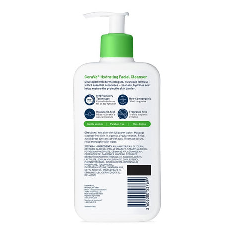 Facial Cleanser CeraVe® Hydrating Lotion 12 oz. Pump Bottle Unscented