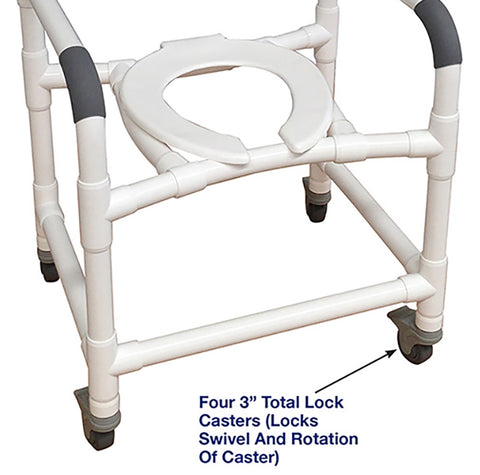 MJM International Mid-Size Shower Chair With Total Lock Casters #122-3TL