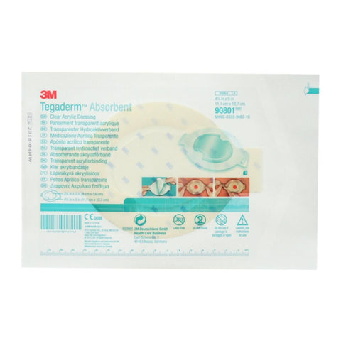 Absorbent Transparent Film Dressing 3M™ Tegaderm™ Absorbent 4-3/8 X 5 Inch Oval Sterile #90801